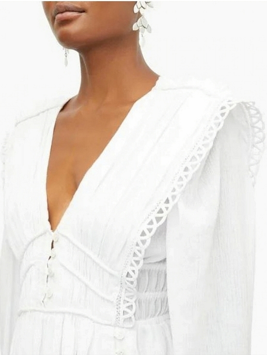 🆕️Isabel Marant Yaxo Dress White Summer Chic Clean Girl Sz US Medium France 38 - Picture 6 of 16